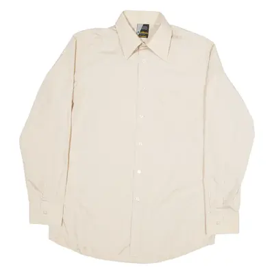LUTTEURS Mens Plain Shirt Beige Long Sleeve M