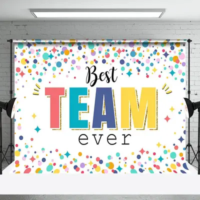 Aperturee Colorful Dots Best Team Ever Compliment Backdrop | Party Photo Backdrops | Wall Backdrop For Party | Custom Curtain...