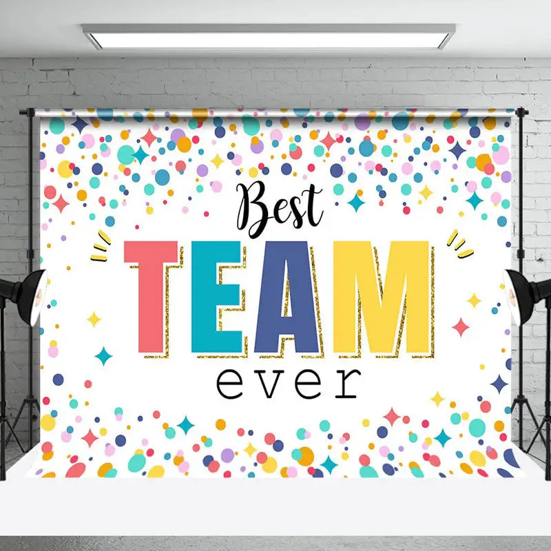 Aperturee Colorful Dots Best Team Ever Compliment Backdrop | Party Photo Backdrops | Wall Backdrop For Party | Custom Curtain...