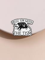 Funny Mouse with Shades Pin, Rizz Em with The Tism Phrase Brooch, Autism Humor Accessory, Fashion Accessories for Women & Men