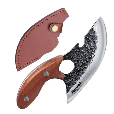 Huusk Knives - Mini Viking Knife – Hand-forged Ulu knife, full tang, Caveman Ultimo style. Compact and ideal as a Christmas...