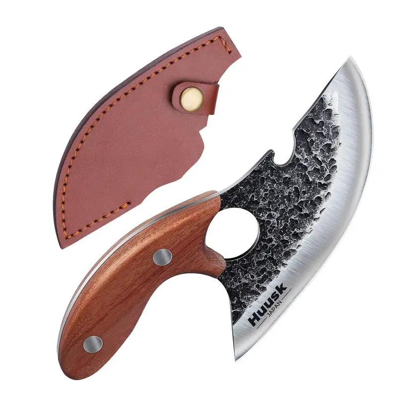 Huusk Knives - Mini Viking Knife – Hand-forged Ulu knife, full tang, Caveman Ultimo style. Compact and ideal as a Christmas...