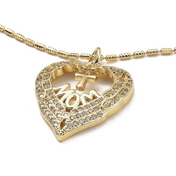 Golden Plated Brass Micro Pave Cubic Zirconia Pendant Necklaces