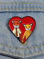 Unisex Cute Cartoon Fox & Heart Design Brooch, Novelty Badge Brooch, Fashionable Clothes Accessories for Daily & Party Decora...