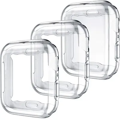 Smart Watch Protective Case, 3 Counts TPU Full Cover High Definition Watch Case, Anti-drop Screen Protector Cover Compatible ...