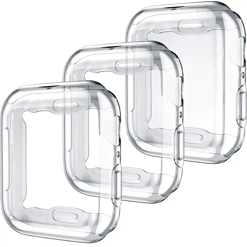 Smart Watch Protective Case, 3 Counts TPU Full Cover High Definition Watch Case, Anti-drop Screen Protector Cover Compatible ...