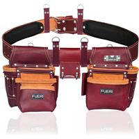 FUERI Tool Pouch Framers Combo (Detachable Bag, Pro Gauge Leather, Riveted Reinforcement) – Heavy Duty Tool Belt for Constr...