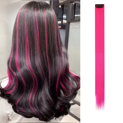 Clip In Seamless Reusable Hair Extensions Colored Silky Straight Human Hair 10Pcs/25g