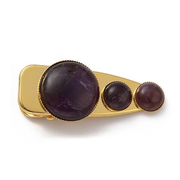 Natural Amethyst Alligator Hair Clips