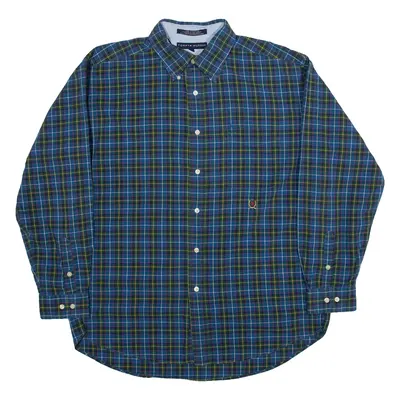 TOMMY HILFIGER Mens Shirt Blue Check Long Sleeve L