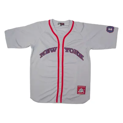 EXCO ATHLETIC New York Baseball Mens Jersey Grey USA Button Neck L