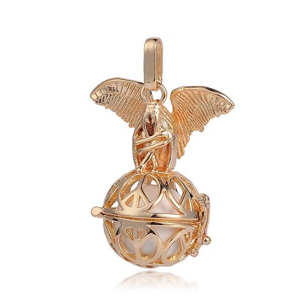 Golden Plated Brass Hollow Round Cage Pendants