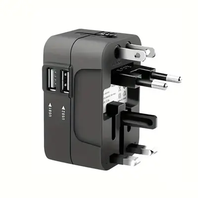 Universal Travel Plug Adapter, Multifunctional Wall Charger With Dual USB/USB+Type-C Port For Worldwide Travel Use