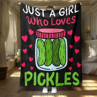 Cartoon Pickles Pattern Blanket, Soft Throw Blanket, Air-conditioned Room Blanket, Warm Nap Blanket for Home Office Travel Ca...