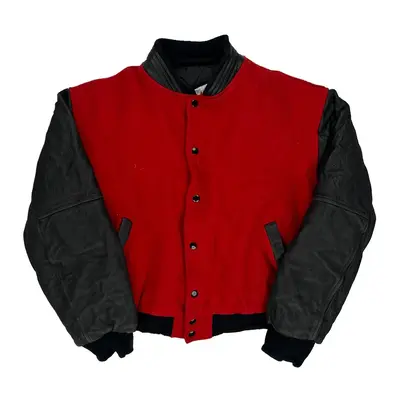 Hitz Varsity Jacket - Large Red Wool Blend
