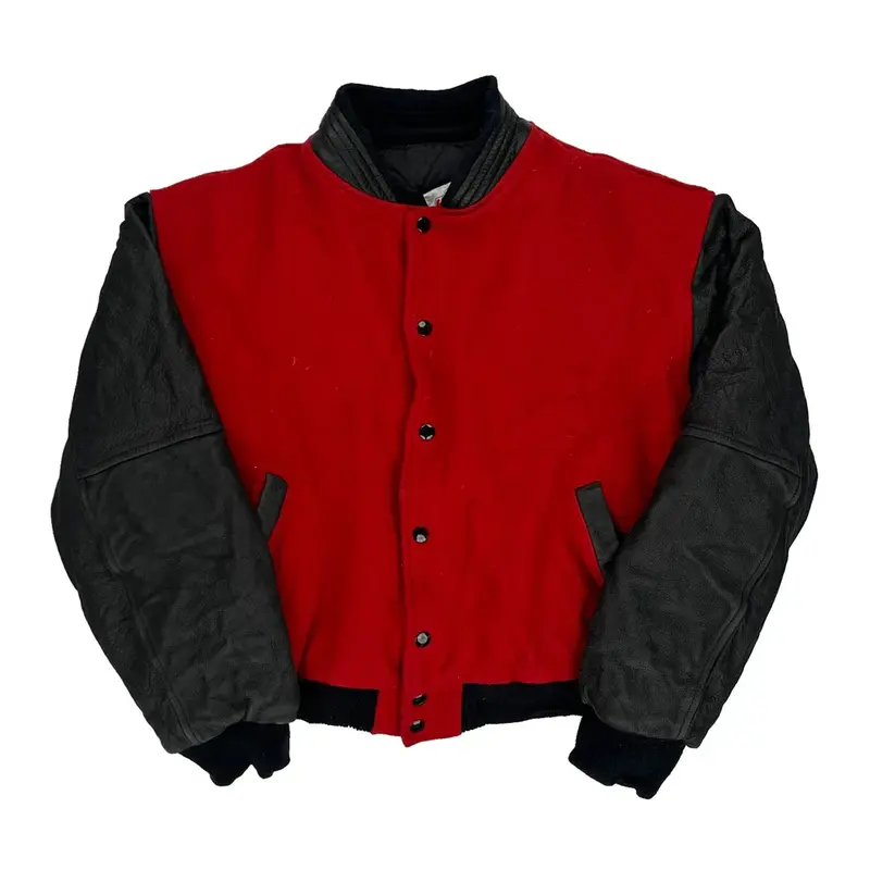 Hitz Varsity Jacket - Large Red Wool Blend