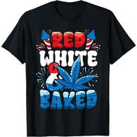 [100% Cotton]4th Of July Red White & Baked Men'S Spring & Summer Short Sleeve Shirt, Soft Crew Neck, All Season Comfort, Holi...
