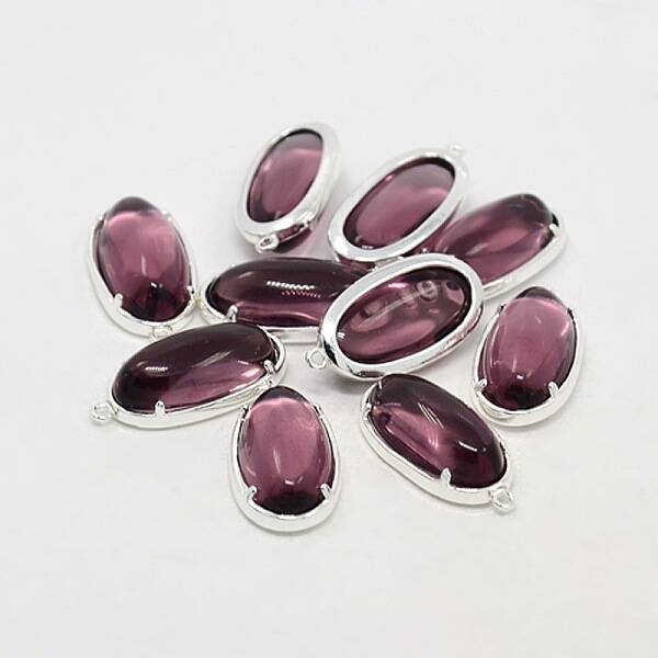 Silver Color Plated Brass Glass Pendants
