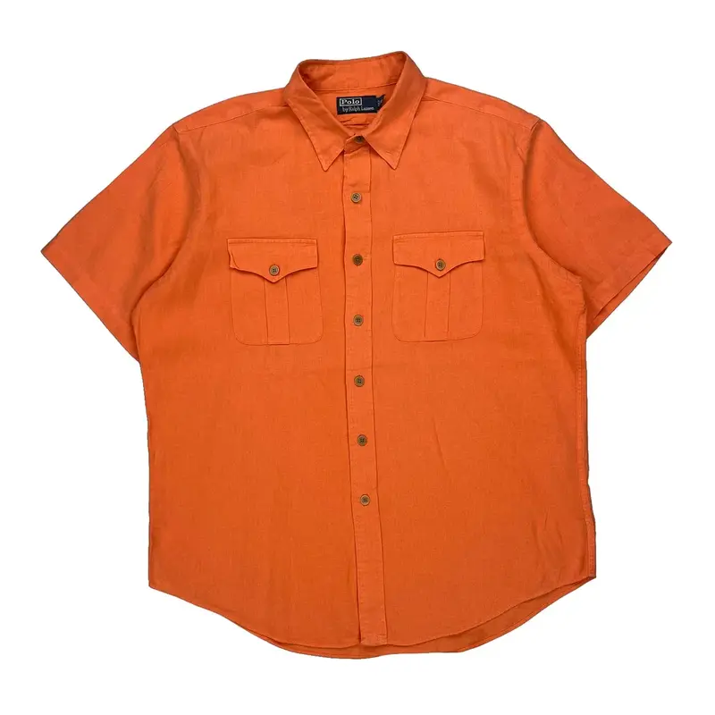 Polo By Ralph Lauren Short Sleeve Shirt - XL Orange Cotton