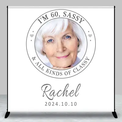 Custom Photo 60th Sassy Birthday Party Backdrop - Aperturee