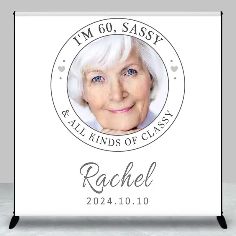 Custom Photo 60th Sassy Birthday Party Backdrop - Aperturee