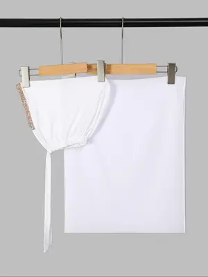 Women's Solid Color Rhinestone Decor Chiffon Khimar, Casual Versatile Hijab for Daily Wear, Fashion Minimalist Muslim Clothin...