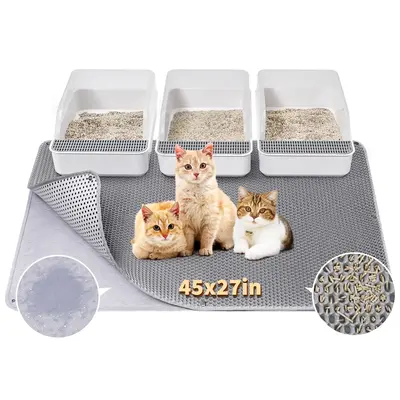 Fostanfly Cat Litter Mat, Extra Large Kitty Litter Trapping Mat, Urine & Waterproof, Machine Washable, Easy Clean