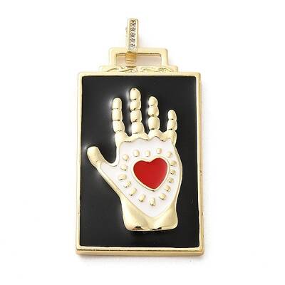 Brass Micro Pave Cubic Zirconia Pendant with Enamel