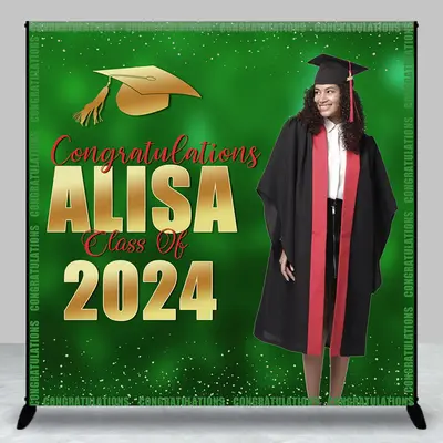Bokeh Green Class 2024 Custom Graduation Backdrop - Aperturee