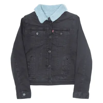 LEVI'S Sherpa Lined Denim Jacket Black Girls M