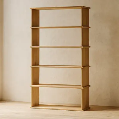 5 shelf bookcase in white oak