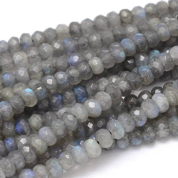 Natural Labradorite Rondelle Bead Strands