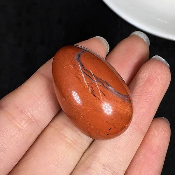 Natural Red Jasper Egg Shaped Palm Stone