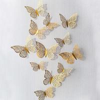 3D Butterfly Shaped Wall Sticker, Creative Hollow Out Decorative Sticker, Beautiful Paper Decal For Party Cake Home Decoratio...