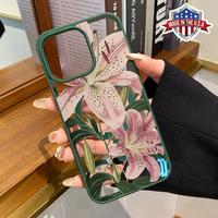 Enchanted Lilies Pattern Magnetic Phone Case Supports Wireless Charging for iPhone 15 16 14 Pro Max 13 12 11 XR XS Plus Shock...