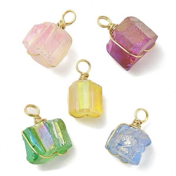 Electroplated Natural Quartz Nuggets Pendants