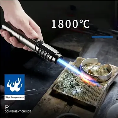 1800° High Temperature Spray Gun Lighter (Butane gas must be added to ignite) Metal Outdoor Windproof Blue Powerful Flame Bl...