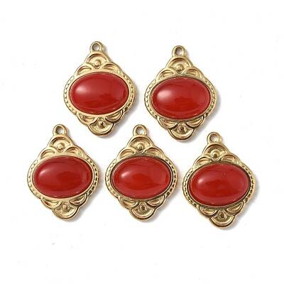 PVD Vacuum Plating 201 Stainless Steel Natural Jade Pendants