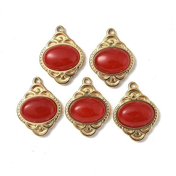 PVD Vacuum Plating 201 Stainless Steel Natural Jade Pendants