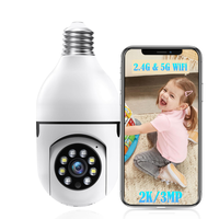 2K/3MP Light Bulb Security Camera, 360° Auto Tracking, Human Motion Detection and Alarm & Siren, Color Night Vision, 2-Way T...