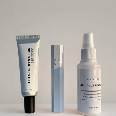 Lulou Magic Solid Nail Glue Kit 3-In-1 Nail Art Kits Nail Care UV Light Remover manicure cutics Vacations Gift For Her
