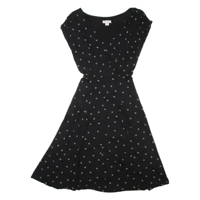 MONSOON Womens Day Dress Black Viscose Spotted Sleeveless Knee Length UK 12