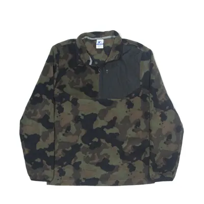 STARTER Patterned Fleece Green Camouflage 1/4 Zip Mens S