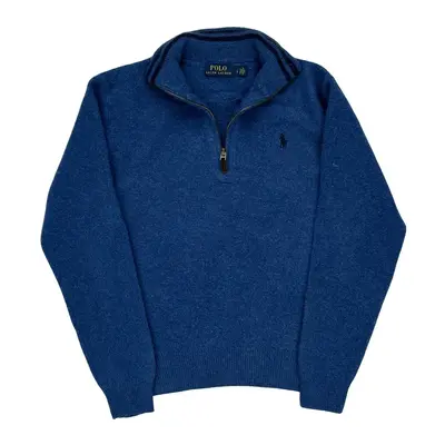 Ralph Lauren 1/4 Zip - Large Blue Wool