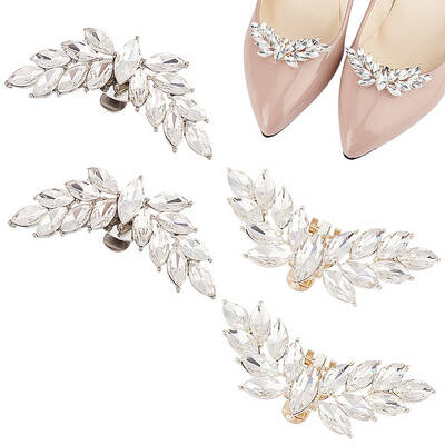 4Pcs 2 Colors Wing Alloy Rhinestone Shoe Decoration