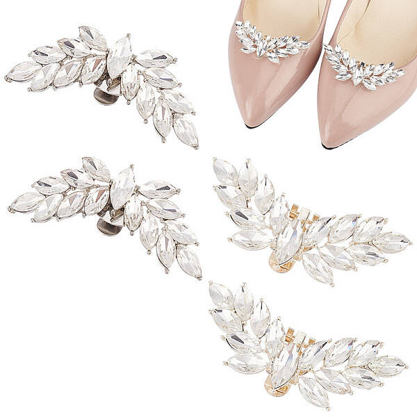 4Pcs 2 Colors Wing Alloy Rhinestone Shoe Decoration