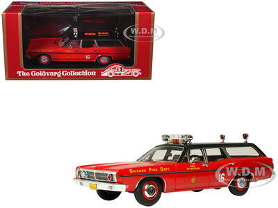 1970 Ford Galaxie Station Wagon Chicago Fire Department Chief 16th Battalion Red with Black Top Limited Edition to 300 pieces...