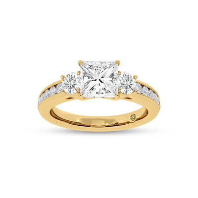 Aura Channel Set Half Coverage Three Stone Princess Cut Lab Grown Diamond Engagement Ring | 10K Yellow Gold 5 CT. TW.
