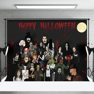 Horror Movie Aesthetic Happy Halloween Backdrop - Aperturee