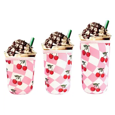 ANOTION Valentines Gift Reusable Neoprene Insulator Sleeve for Iced Coffee Cups, 3 Pack Coffee Coolies sleeves for Iced & Hot...